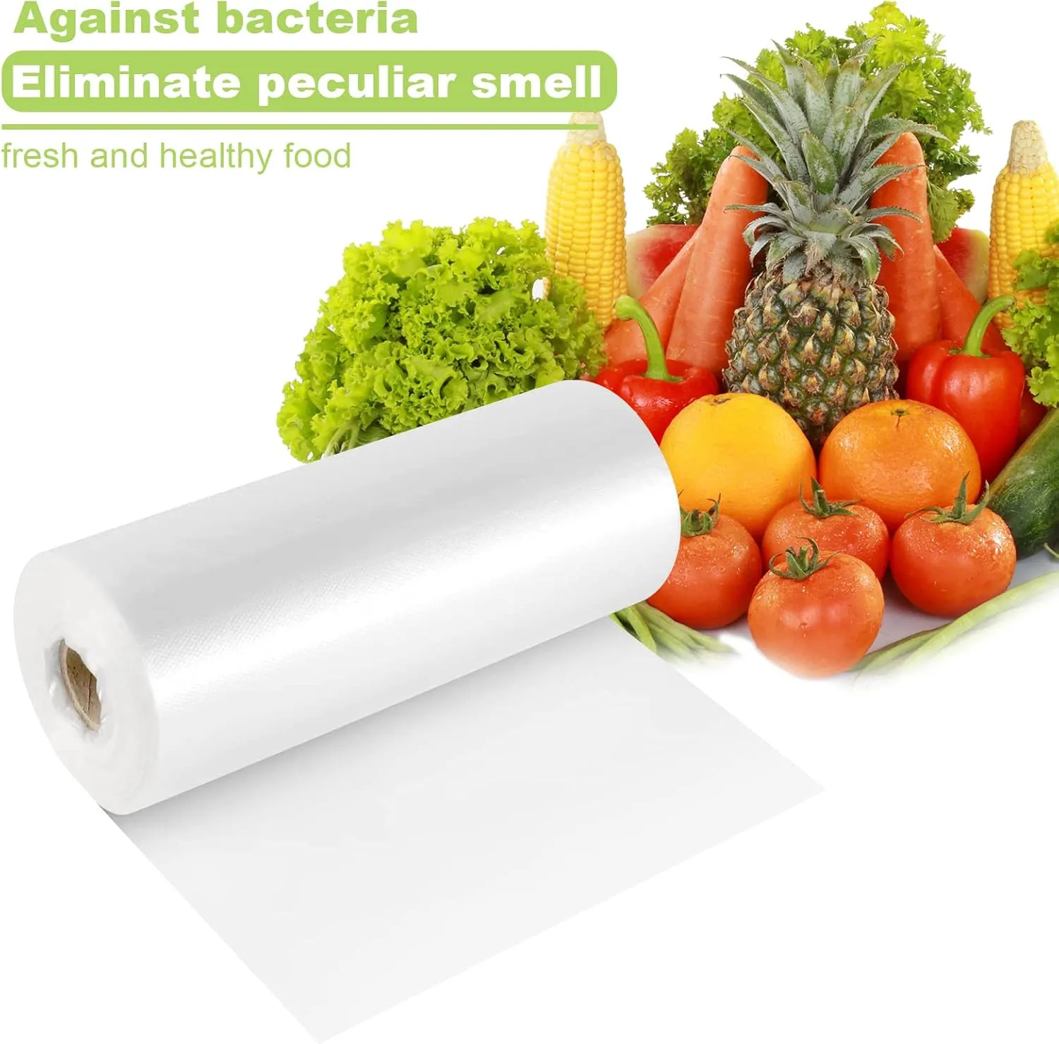 RyhamPaper Food Storage Bags, 1 Roll 16 x 20 Plastic Produce Bag on a Roll Fruits, Vegetable, Bread, Food Storage Clear Bags, 350 Bags