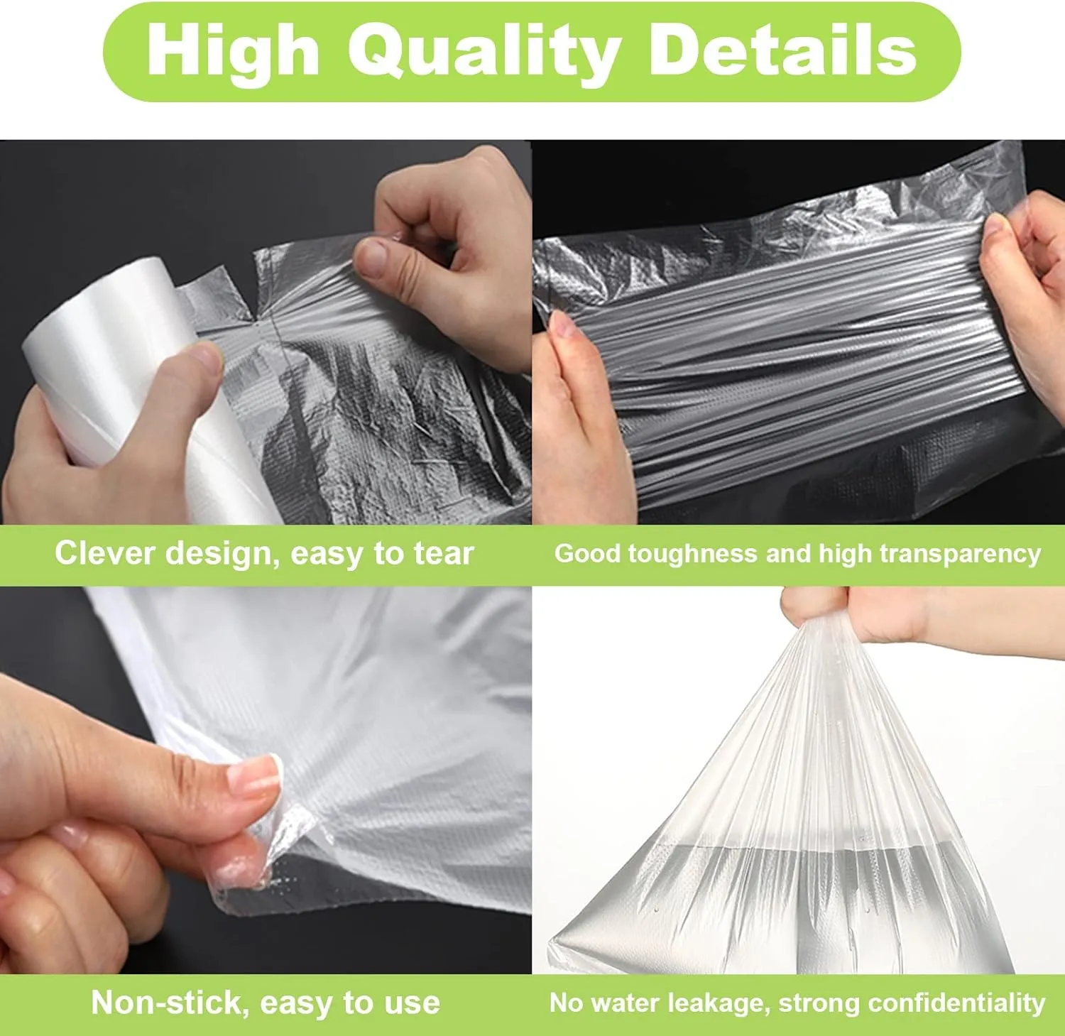 RyhamPaper Food Storage Bags, 1 Roll 16 x 20 Plastic Produce Bag on a Roll Fruits, Vegetable, Bread, Food Storage Clear Bags, 350 Bags