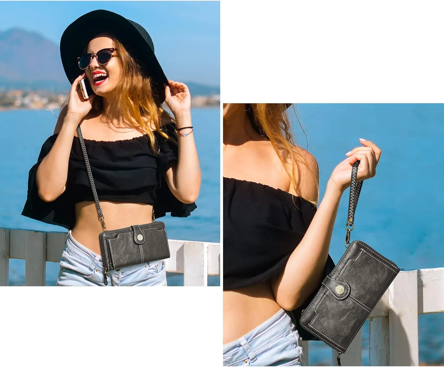 S-ZONE Vegan Leather Crossbody Bags for Women Small Cell Phone Purse RFID Blocking Clutch Purses with 2 Straps
