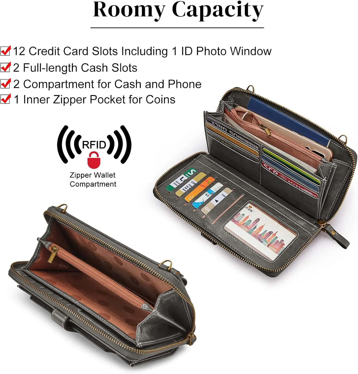 S-ZONE Vegan Leather Crossbody Bags for Women Small Cell Phone Purse RFID Blocking Clutch Purses with 2 Straps