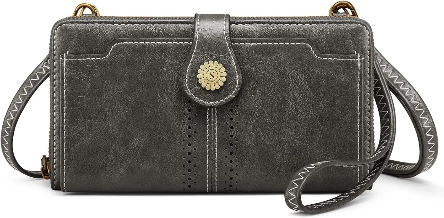 S-ZONE Vegan Leather Crossbody Bags for Women Small Cell Phone Purse RFID Blocking Clutch Purses with 2 Straps