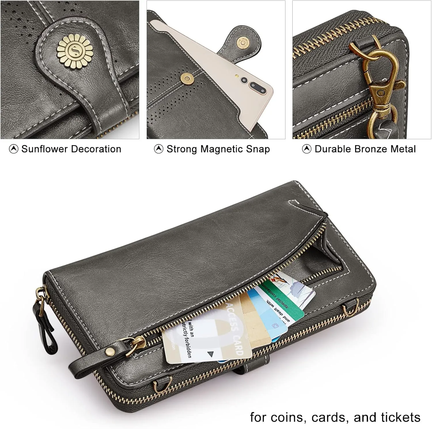 S-ZONE Vegan Leather Crossbody Bags for Women Small Cell Phone Purse RFID Blocking Clutch Purses with 2 Straps