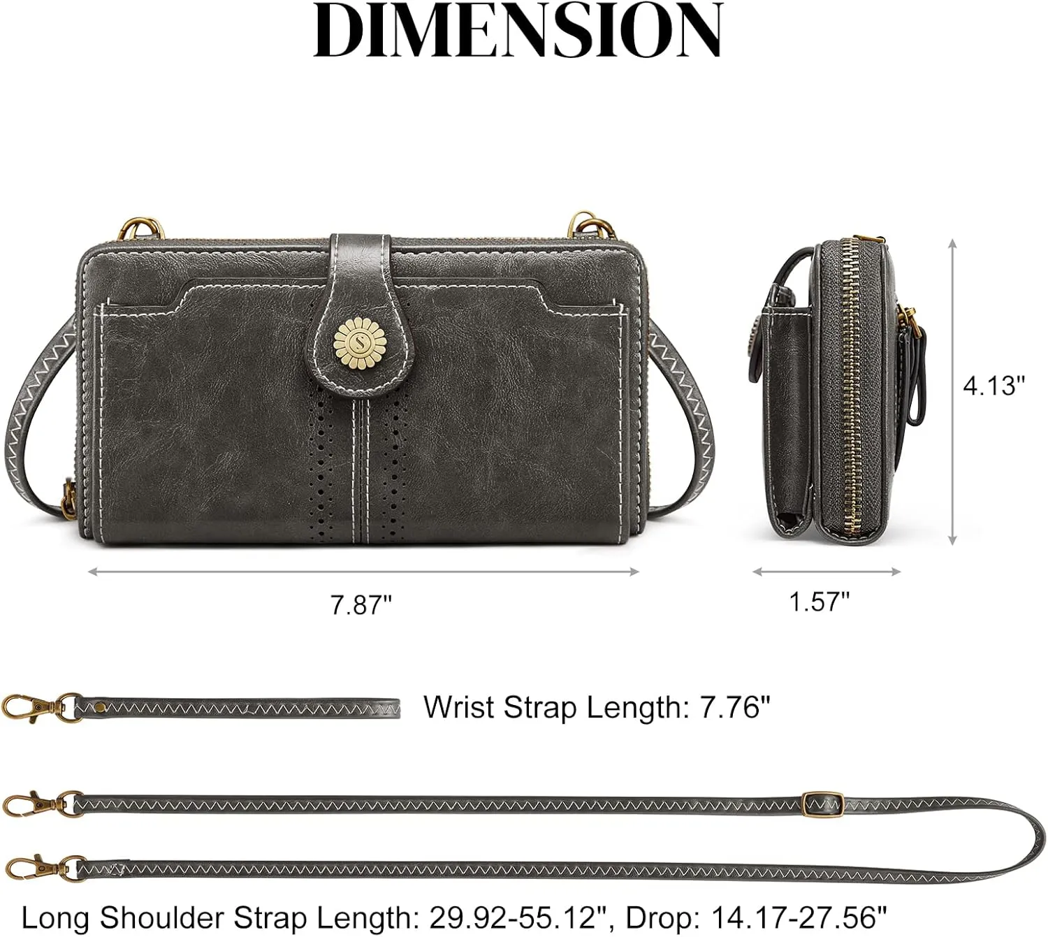 S-ZONE Vegan Leather Crossbody Bags for Women Small Cell Phone Purse RFID Blocking Clutch Purses with 2 Straps