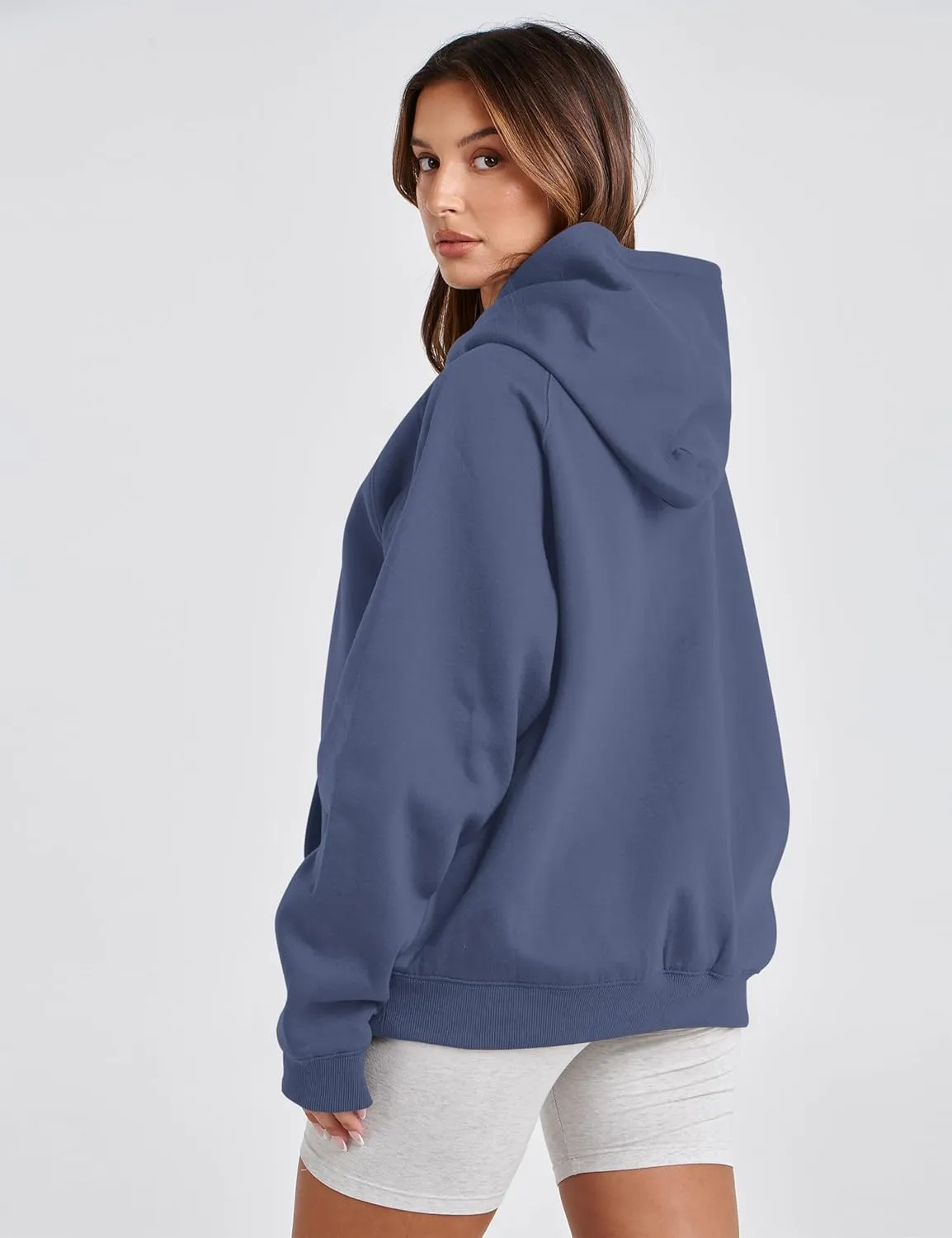 SAFRISIOR Oversized Hoodies for Women and Men Couples Fleece Basic Solid Hooded Sweatshirt Pullover Jackets