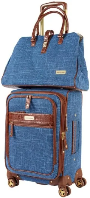 Samantha Brown Vintage 2-piece Tweed Luggage Set (Blue)