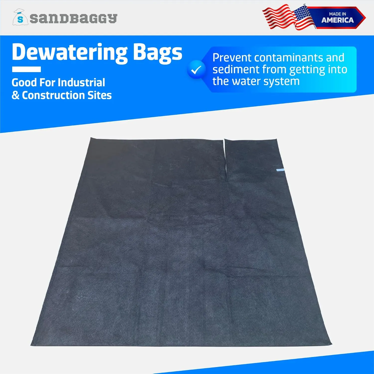 Sandbaggy Dewatering Bags - Made in America - Filters Sediment, Silt, Oil, Sludge - Use for Construction Sites, Dredging - Material: Non Woven Geotextile Fabric (6 ft x 6 ft, 1)