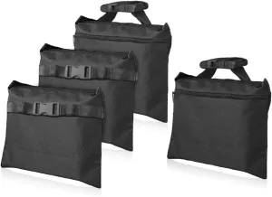 Sandbags 4 Packs with 4 PE Bags, Heavy Duty Sand Bags, Sand Bags for Weight with Zipper and Buckle Straps for Support Light Stand, More 2/4/6/8/10/12 Packs Sand Bag to Choose.