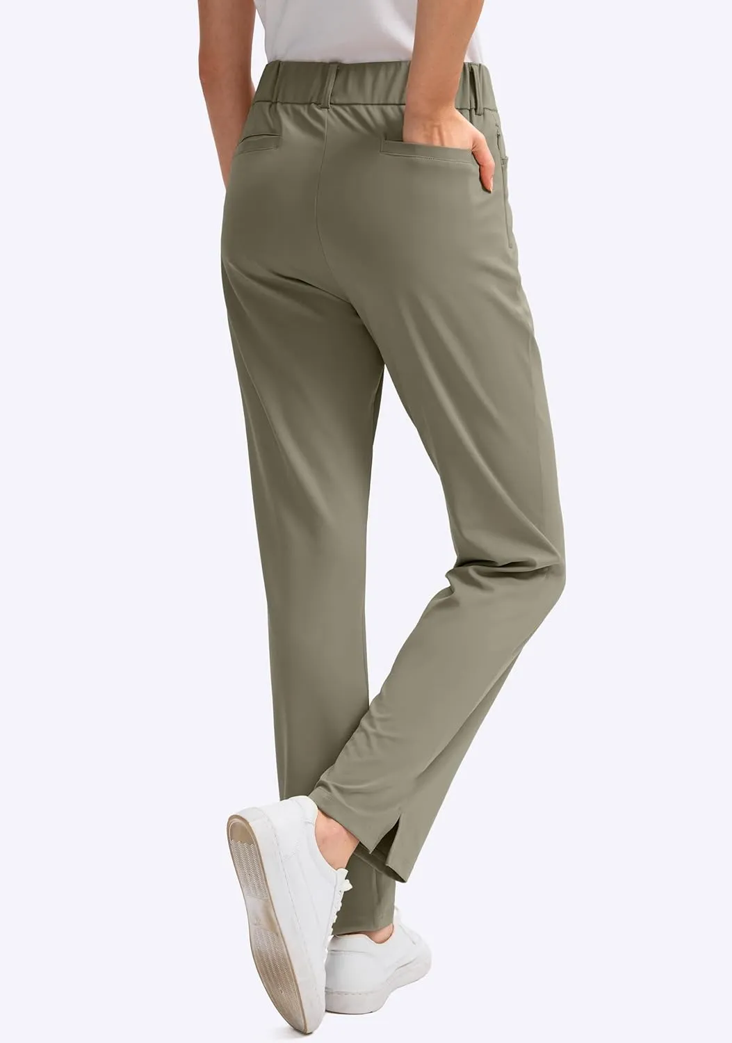 SANTINY Women's Golf Pants with 5 Pockets High Waisted Quick Dry Stretch Pants for Women Travel Work Casual