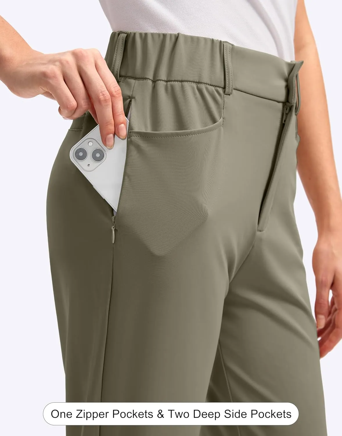 SANTINY Women's Golf Pants with 5 Pockets High Waisted Quick Dry Stretch Pants for Women Travel Work Casual