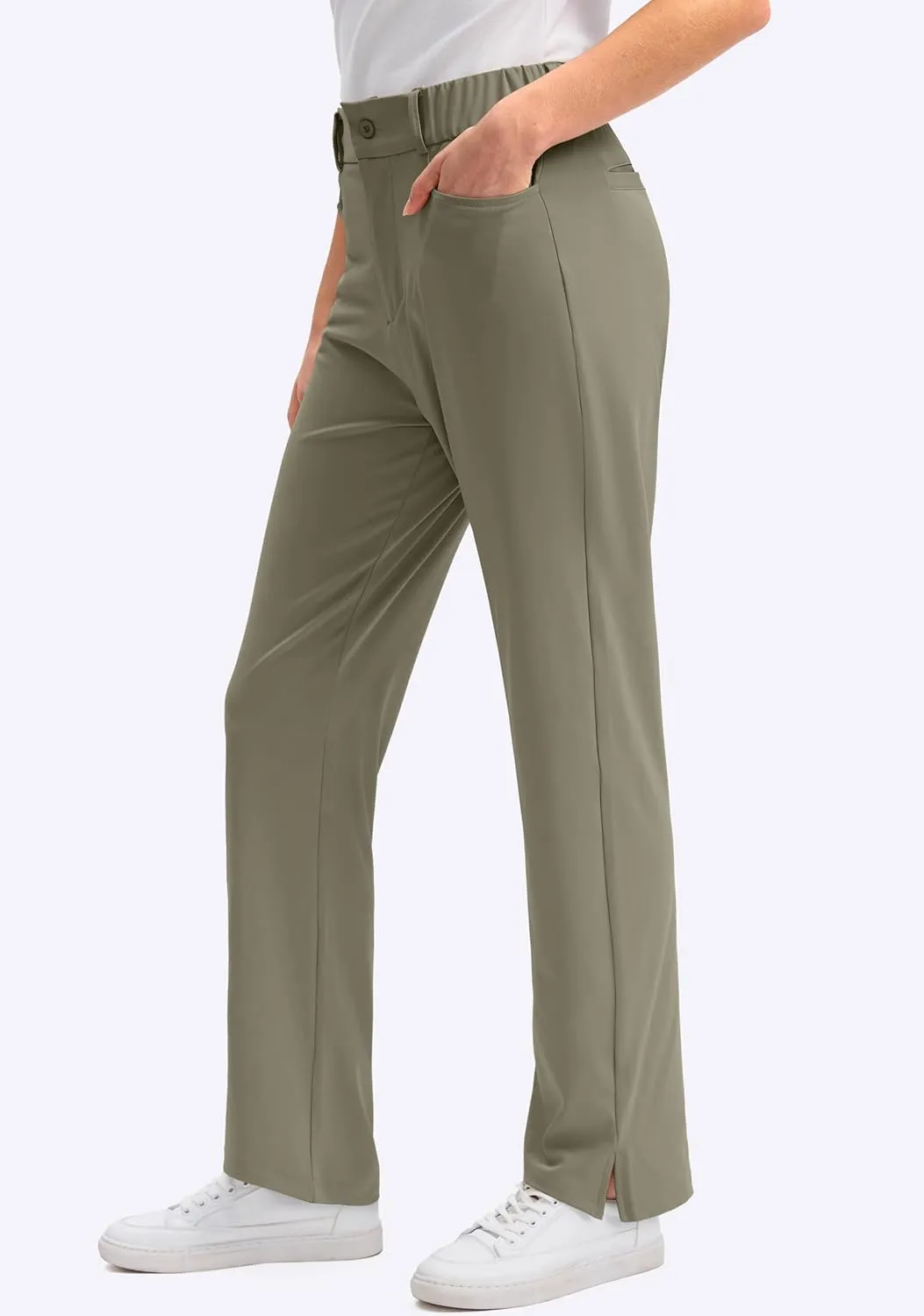SANTINY Women's Golf Pants with 5 Pockets High Waisted Quick Dry Stretch Pants for Women Travel Work Casual