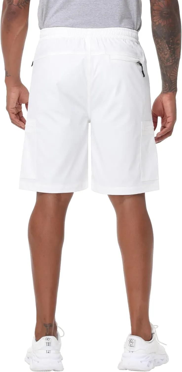 Satankud Men's Cargo Hiking Shorts 9" Lightweight Golf Shorts for Casual Work Travel Outdoor 5 Zipper Pockets
