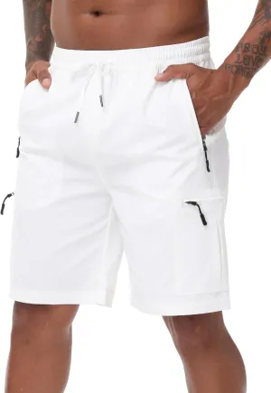 Satankud Men's Cargo Hiking Shorts 9" Lightweight Golf Shorts for Casual Work Travel Outdoor 5 Zipper Pockets