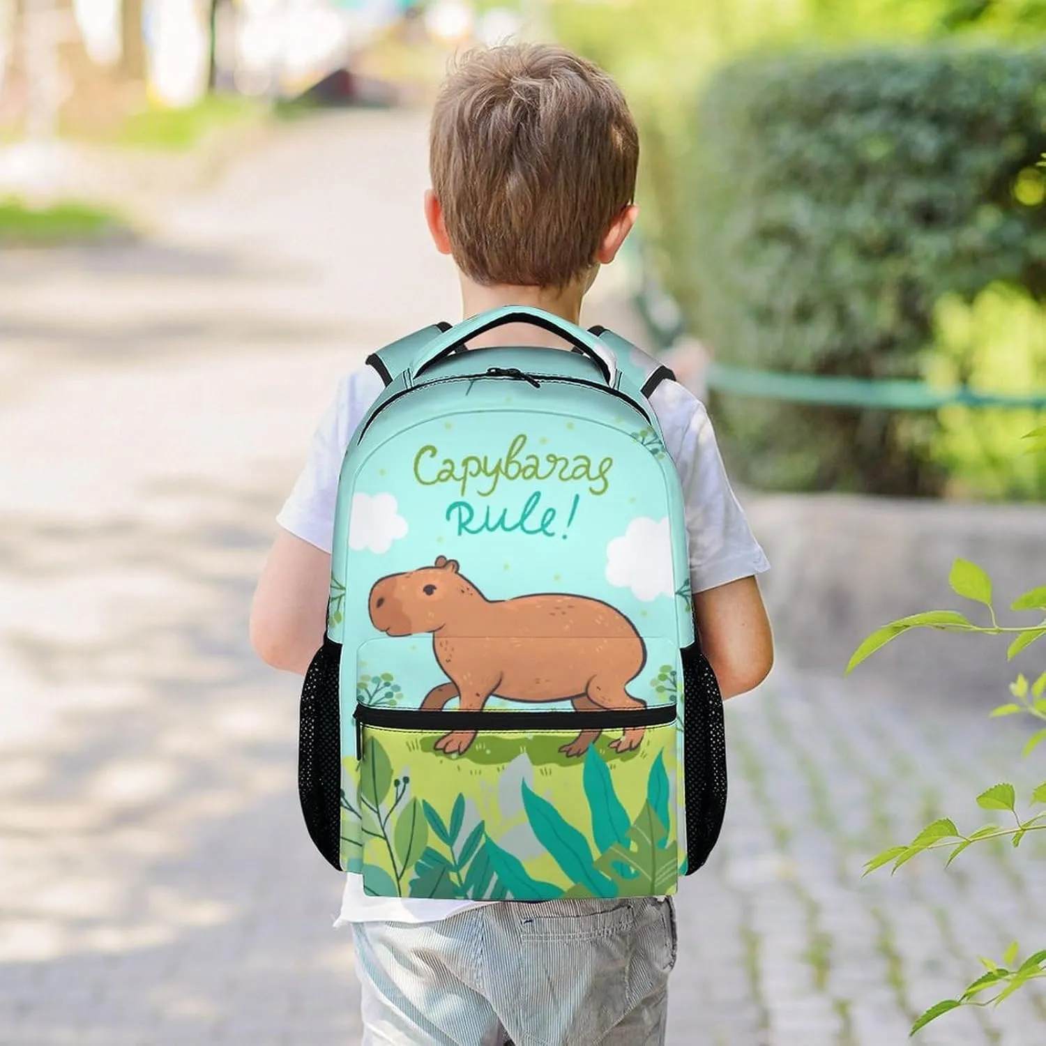 School Backpack for Girls, 17 Inch Blue Backpacks for Kindergarten, Cute Lightweight Bookbag for Kids