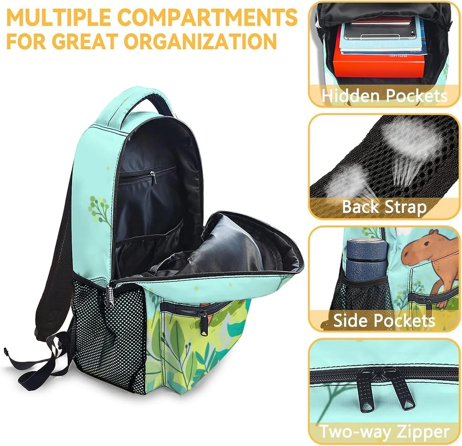 School Backpack for Girls, 17 Inch Blue Backpacks for Kindergarten, Cute Lightweight Bookbag for Kids