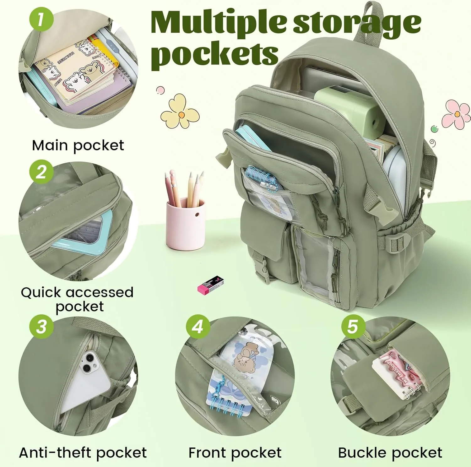 School Backpack for Girls Teen, Middle School Bookbags Elementary High School, Cute Kids Backpack, Laptop Backpack For College Women Middle High School Teen Girls Bookbag Travel Daypack