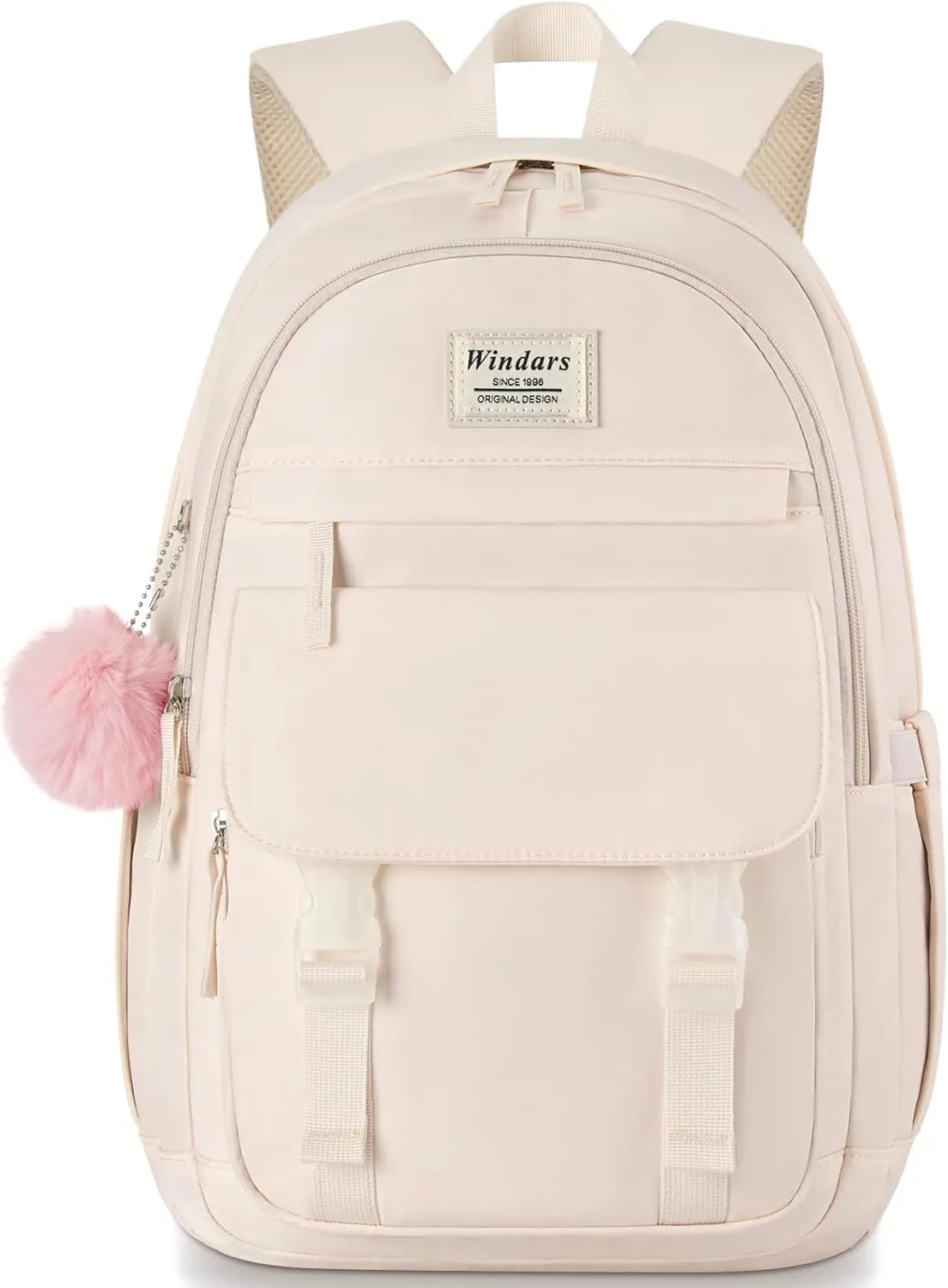 School Backpack for Teen Girls, Cute College Backpacks for Women Students Aesthetic Bookbag Large 15.6 Inch Laptop Bag Middle School Travel Back Pack (Beige)