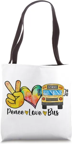 School Bus Driver busdriver peace love bus Tote Bag