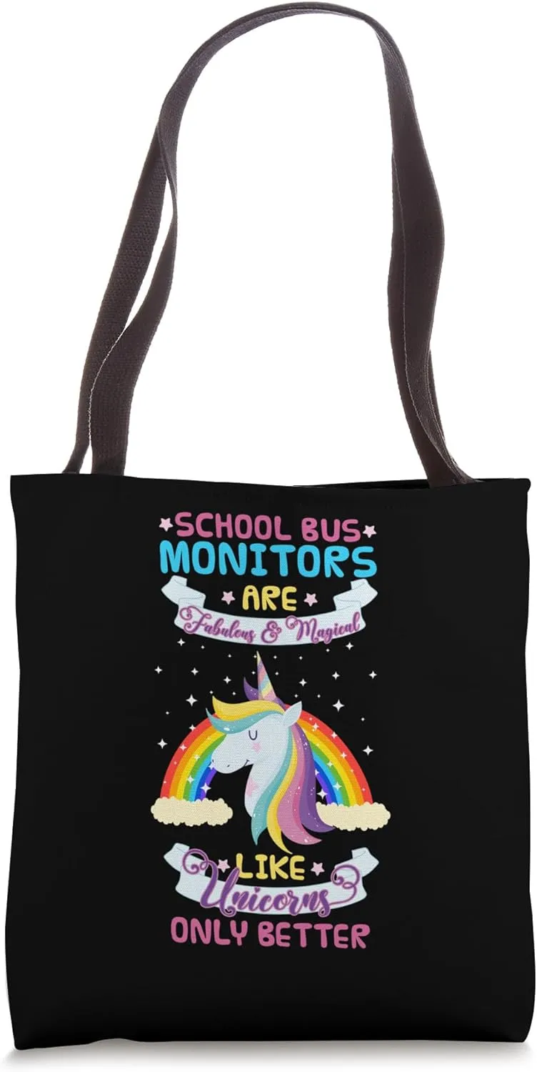 School Bus Monitor Unicorn Driver Assistant Job Attendant Tote Bag