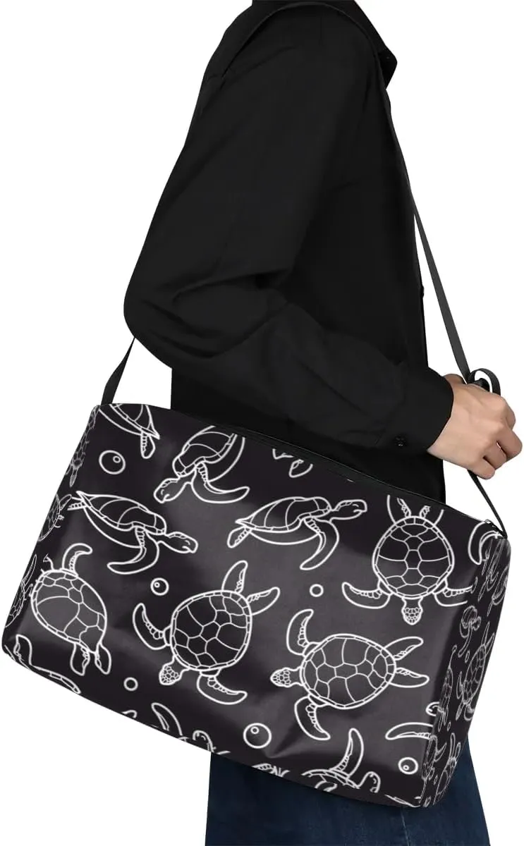 Sea Turtle Painting Small Gym Bag for Men Women Workout Sport Duffle Bag Waterproof Weekender Overnight Bag Lightweight Carry on Tote Bag Crossbody Shoulder Travel Bag for Swim Yoge Dance
