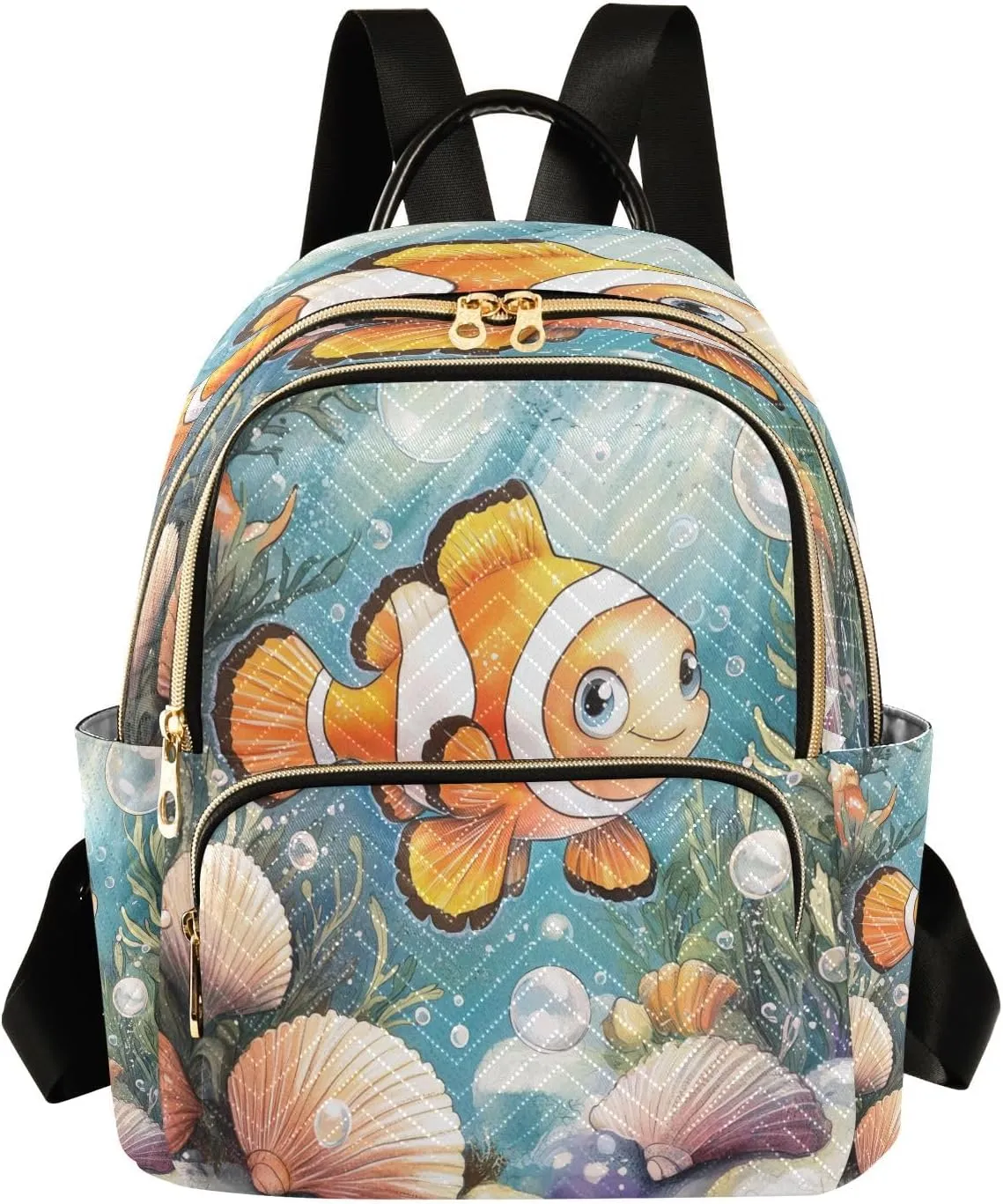 Seashell Seaweed Fish Teal Backpack Purse for Women Travel Backpack with Anti-theft Back for College Travel S