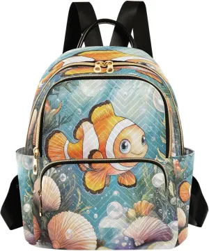 Seashell Seaweed Fish Teal Backpack Purse for Women Travel Backpack with Anti-theft Back for College Travel S