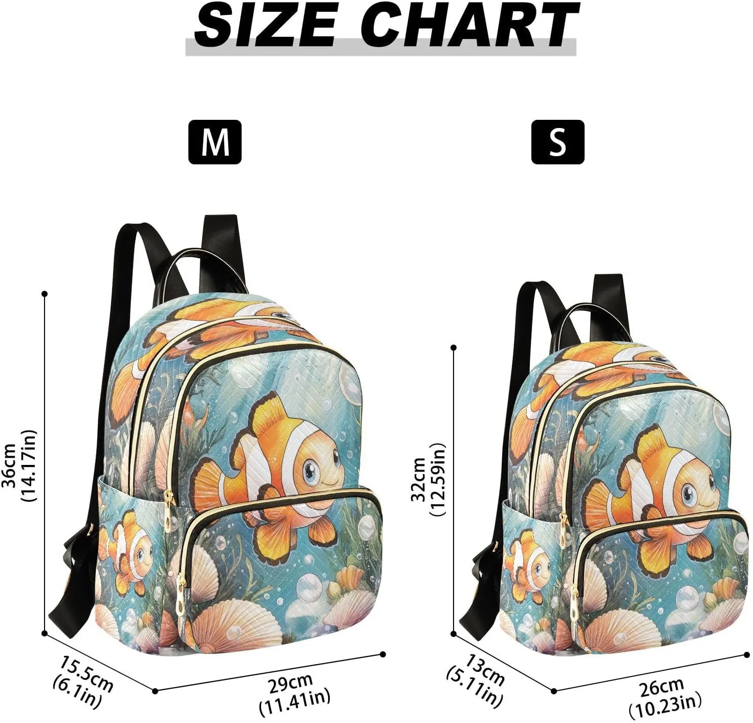 Seashell Seaweed Fish Teal Backpack Purse for Women Travel Backpack with Anti-theft Back for College Travel S