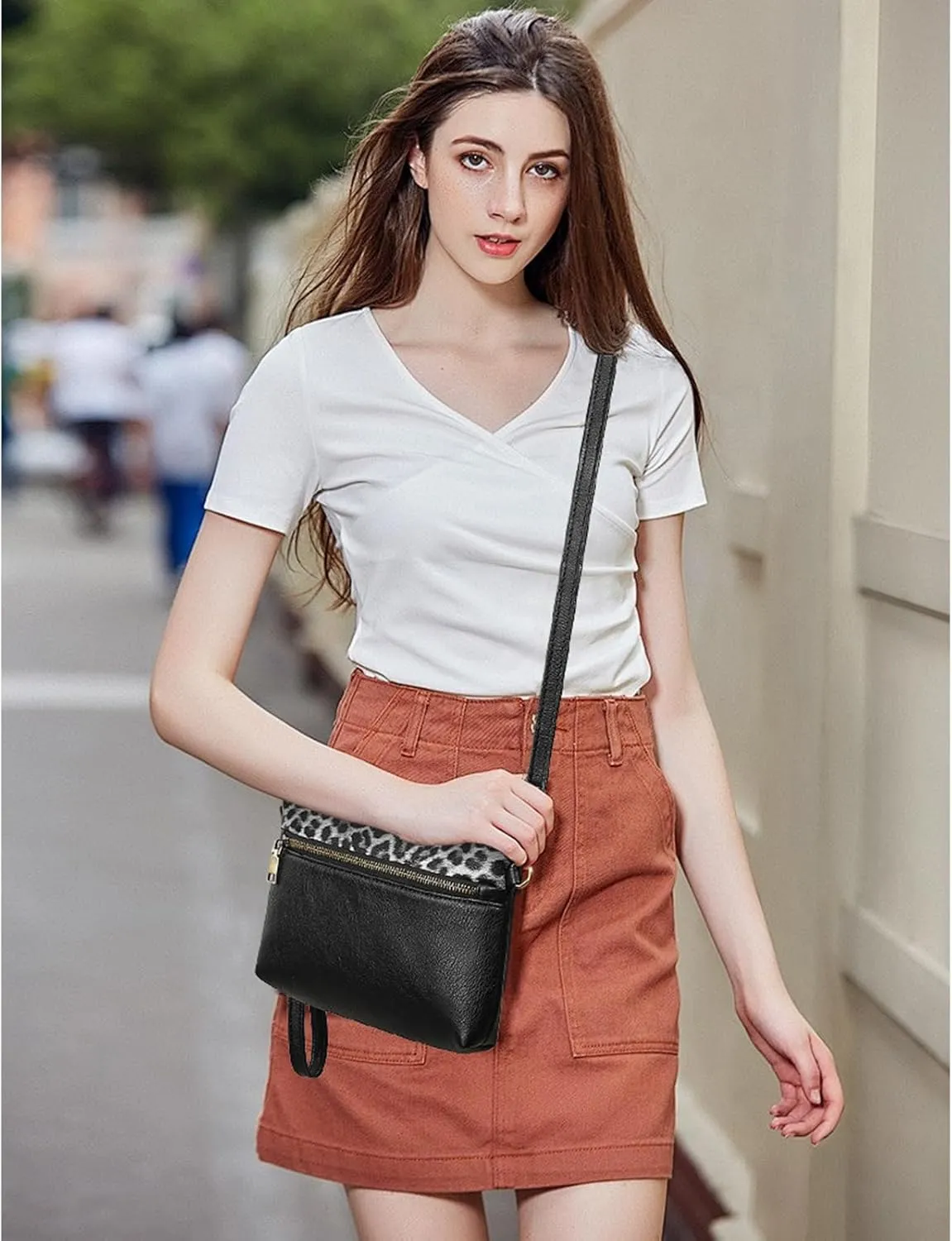 SENDEFN Leather Crossbody Bag for Women Small Clutch Purses Crossbody Shoulder Handbag Wallet Purses RIFD Card Slots