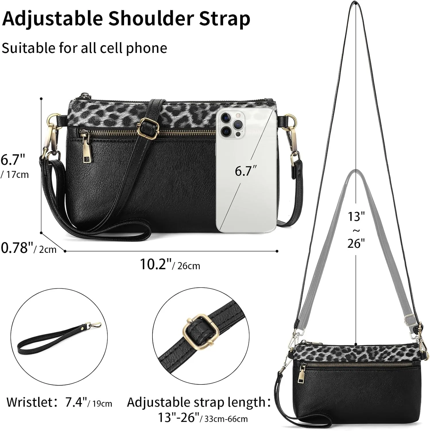 SENDEFN Leather Crossbody Bag for Women Small Clutch Purses Crossbody Shoulder Handbag Wallet Purses RIFD Card Slots