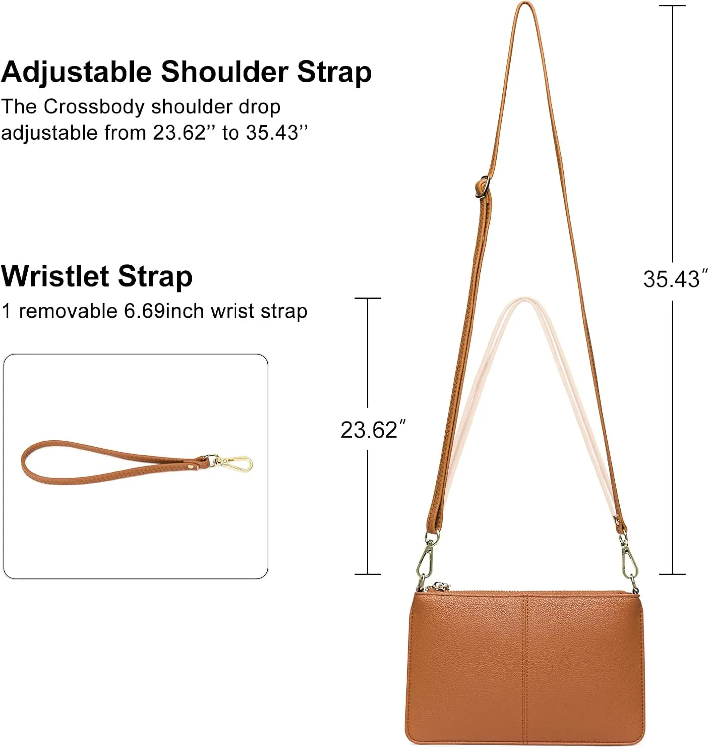 SENDEFN Leather Wristlet Clutch Small Women Crossbody Shoulder Bag Wallet Purses RIFD Card Slots