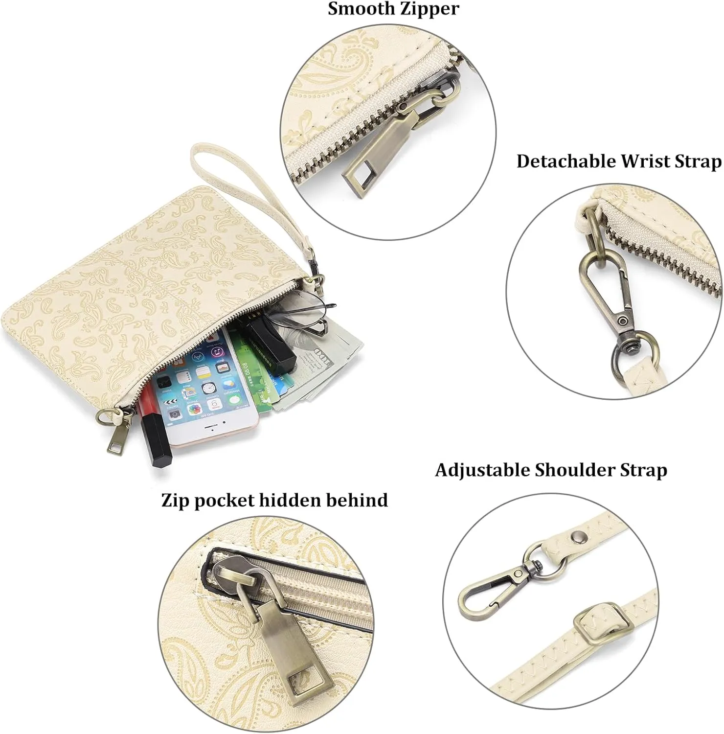 SENDEFN Leather Wristlet Clutch Small Women Crossbody Shoulder Bag Wallet Purses RIFD Card Slots