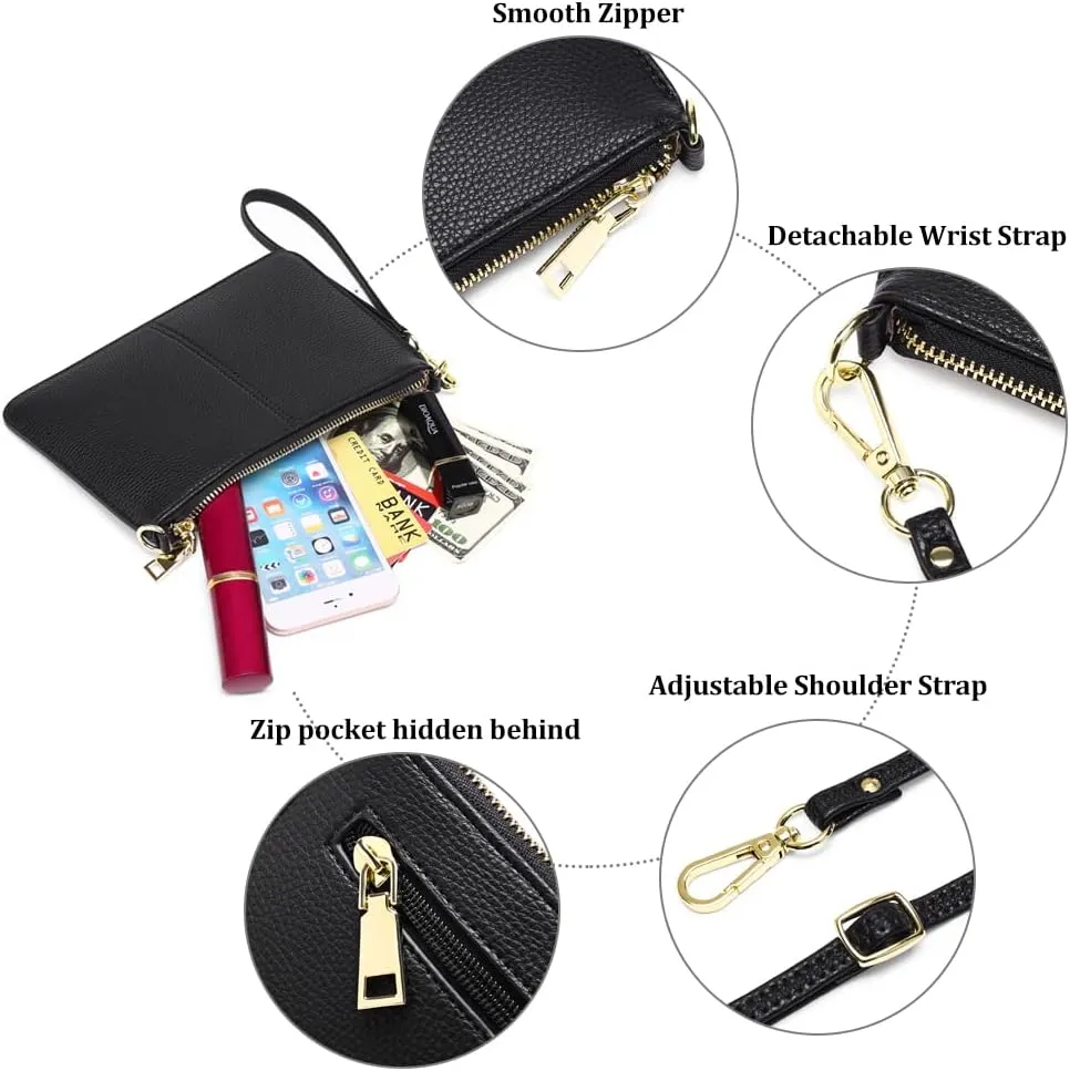 SENDEFN Leather Wristlet Clutch Small Women Crossbody Shoulder Bag Wallet Purses RIFD Card Slots
