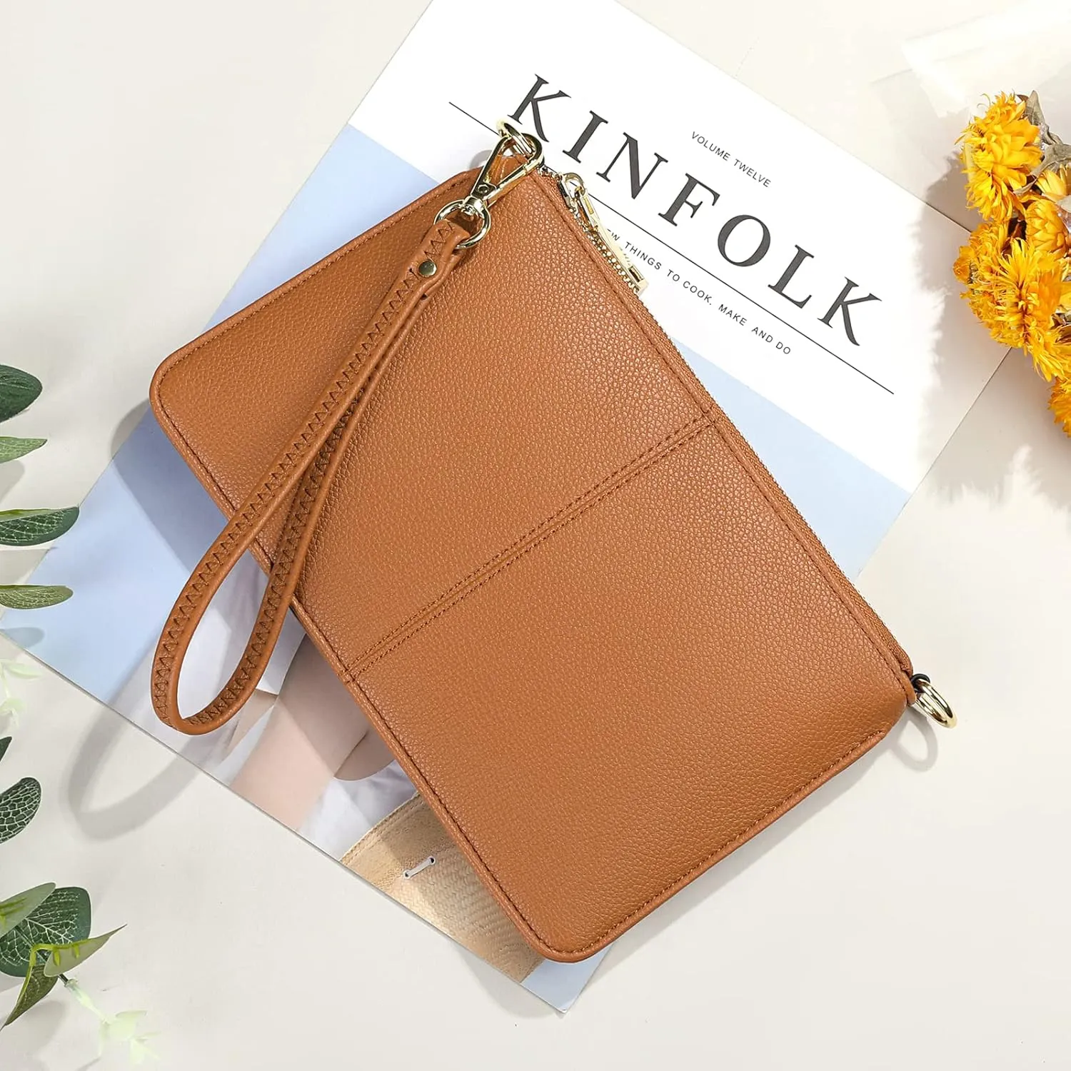 SENDEFN Leather Wristlet Clutch Small Women Crossbody Shoulder Bag Wallet Purses RIFD Card Slots