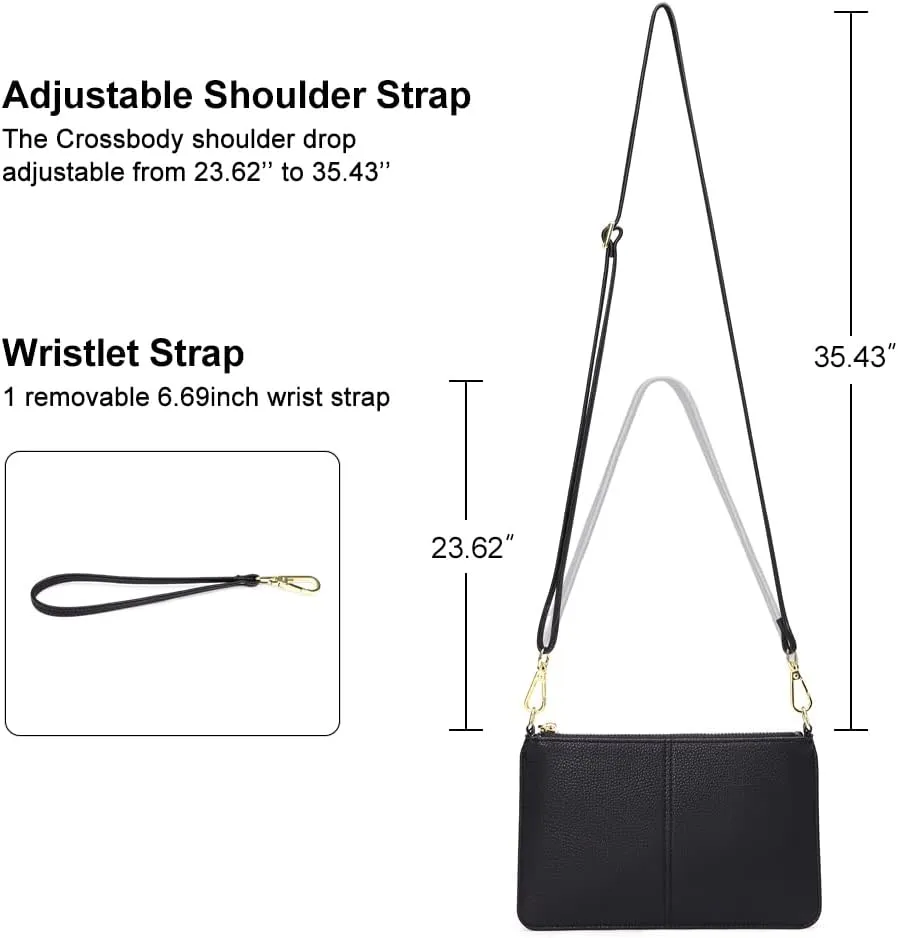 SENDEFN Leather Wristlet Clutch Small Women Crossbody Shoulder Bag Wallet Purses RIFD Card Slots
