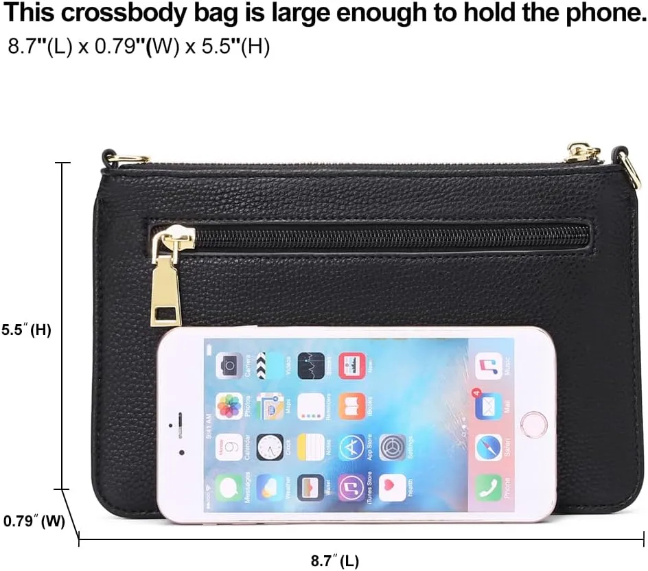 SENDEFN Leather Wristlet Clutch Small Women Crossbody Shoulder Bag Wallet Purses RIFD Card Slots