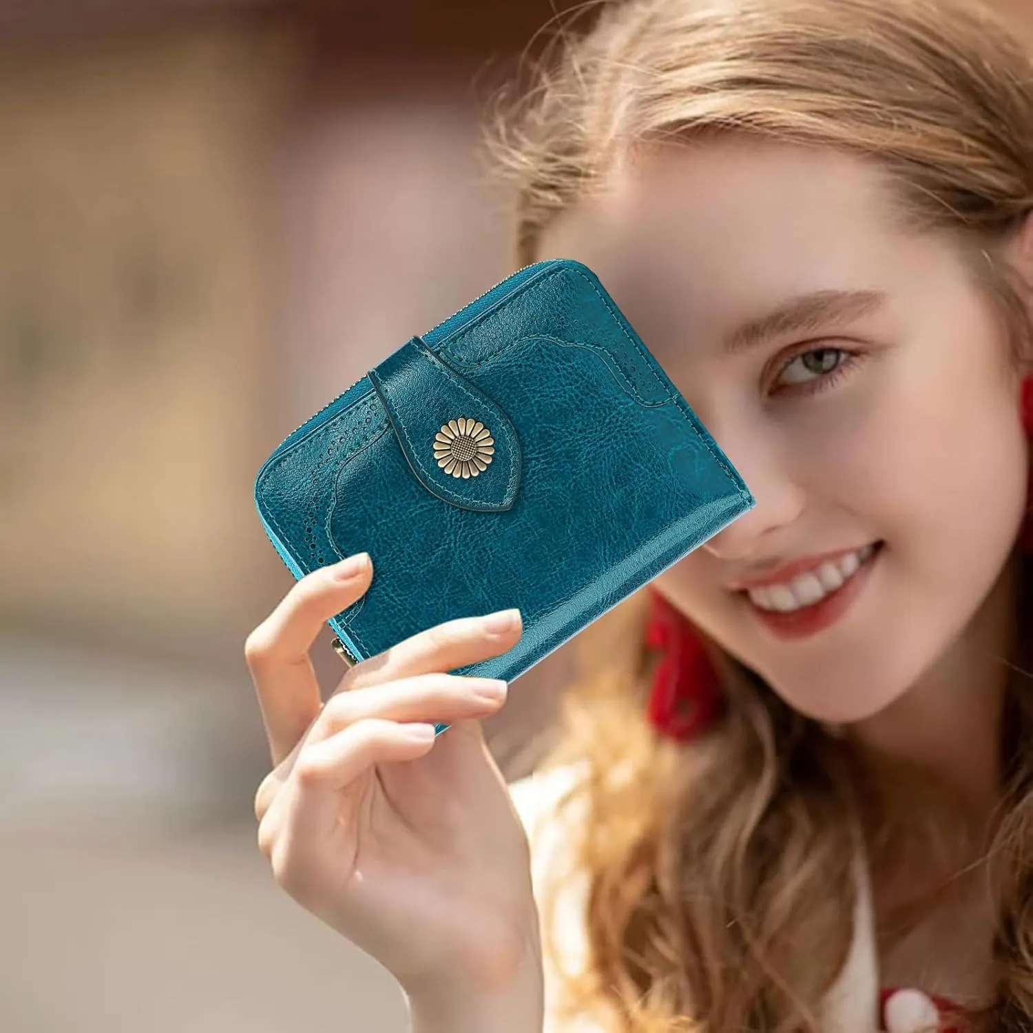 SENDEFN Small Womens Wallet Leather RFID Blocking with Multiple Card Slots and Zipper Coin Pocket