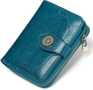 SENDEFN Small Womens Wallet Leather RFID Blocking with Multiple Card Slots and Zipper Coin Pocket