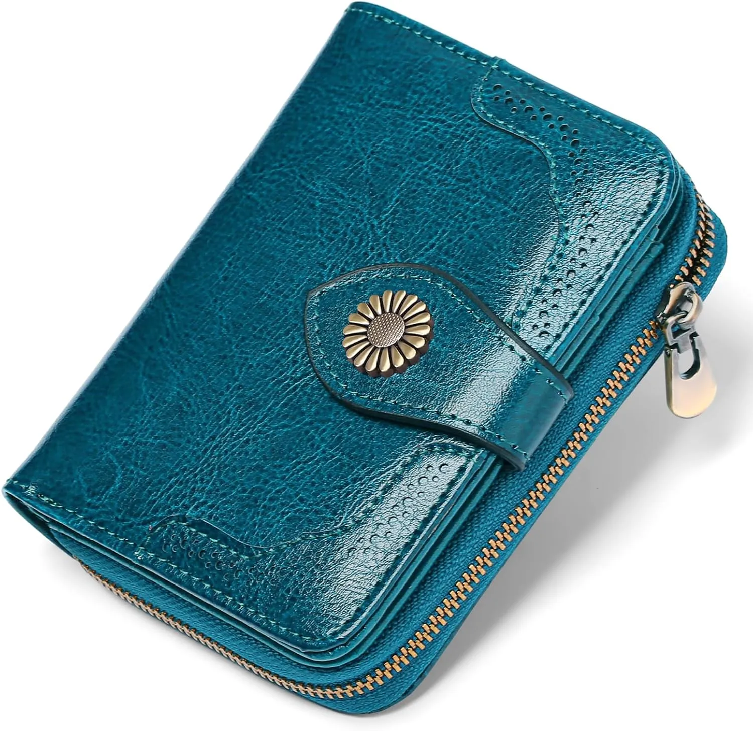 SENDEFN Small Womens Wallet Leather RFID Blocking with Multiple Card Slots and Zipper Coin Pocket