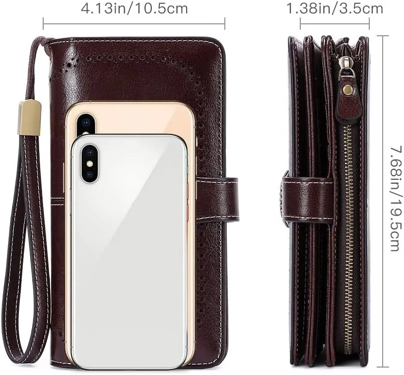 SENDEFN Wallets for Women Leather Credit Card Holder with RFID Blocking Large Capacity Wristlet