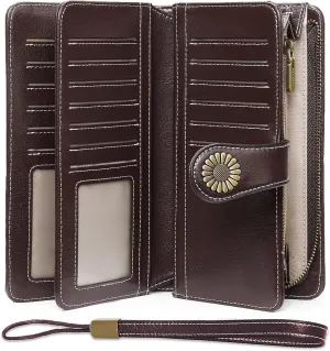 SENDEFN Wallets for Women Leather Credit Card Holder with RFID Blocking Large Capacity Wristlet