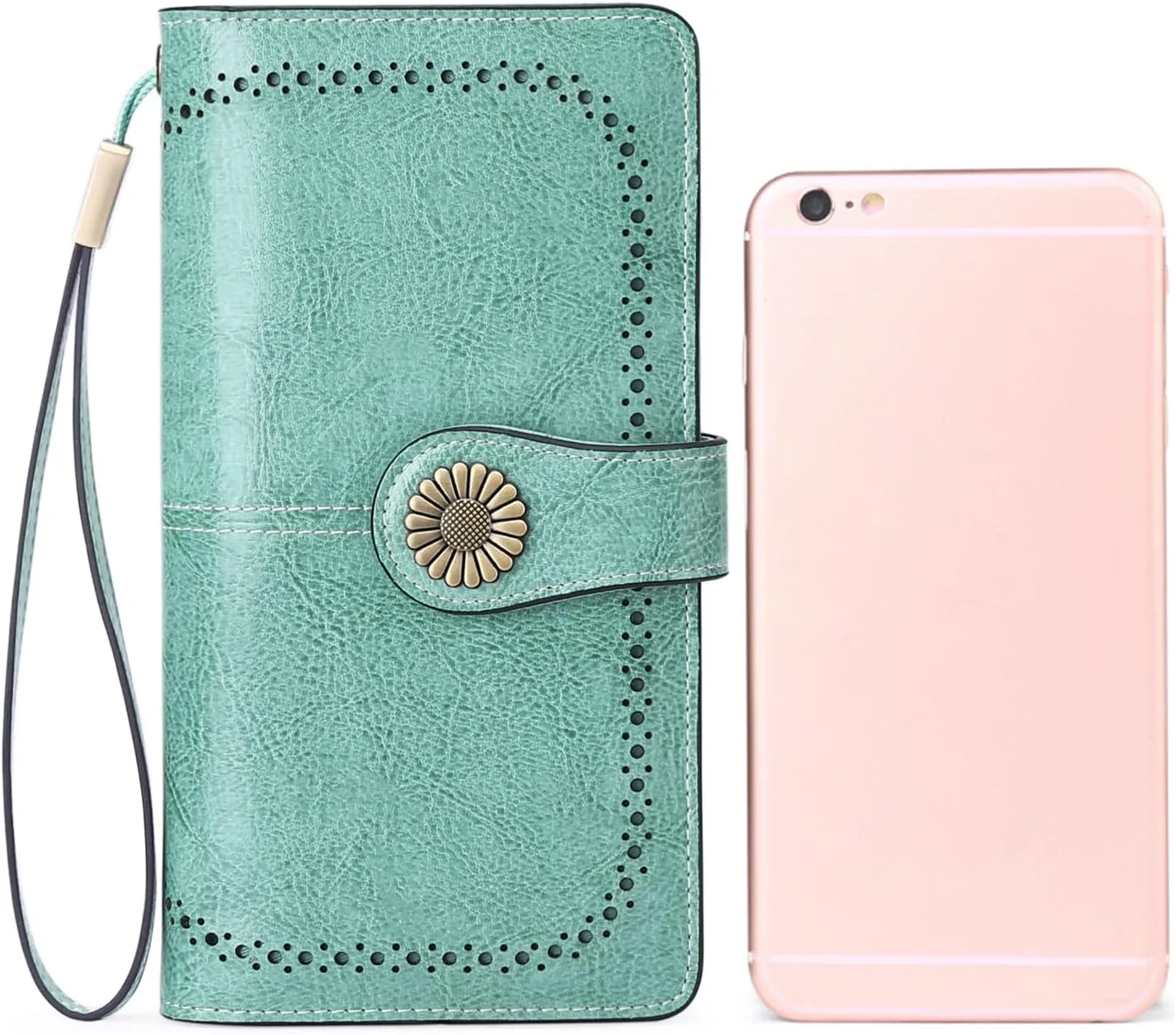SENDEFN Wallets for Women Leather Credit Card Holder with RFID Blocking Large Capacity Wristlet