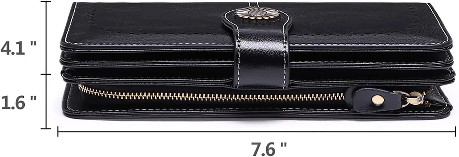SENDEFN Wallets for Women Leather Credit Card Holder with RFID Blocking Large Capacity Wristlet
