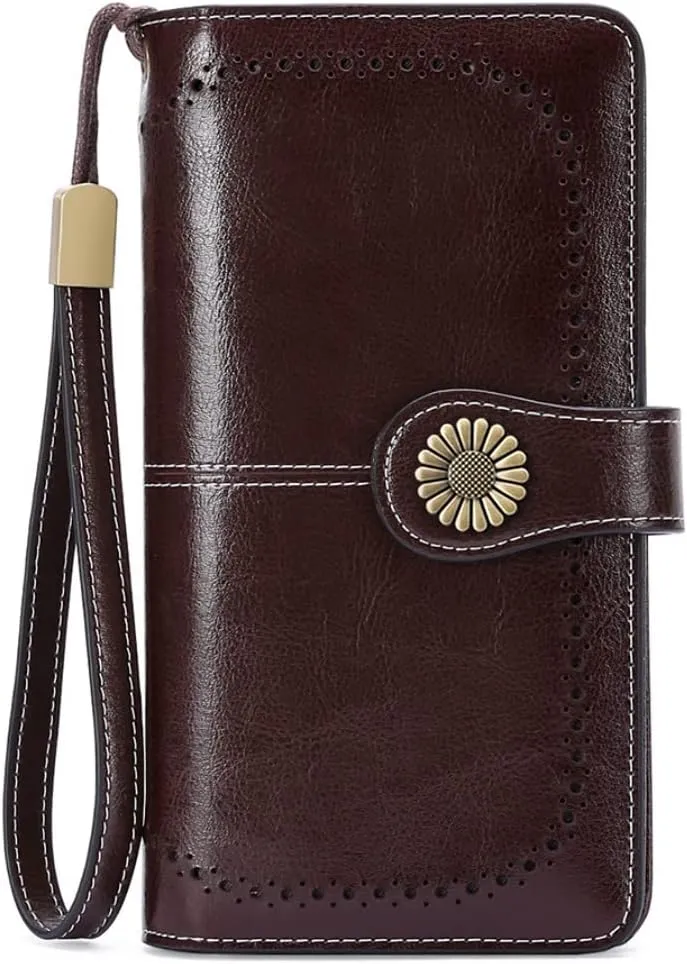 SENDEFN Wallets for Women Leather Credit Card Holder with RFID Blocking Large Capacity Wristlet