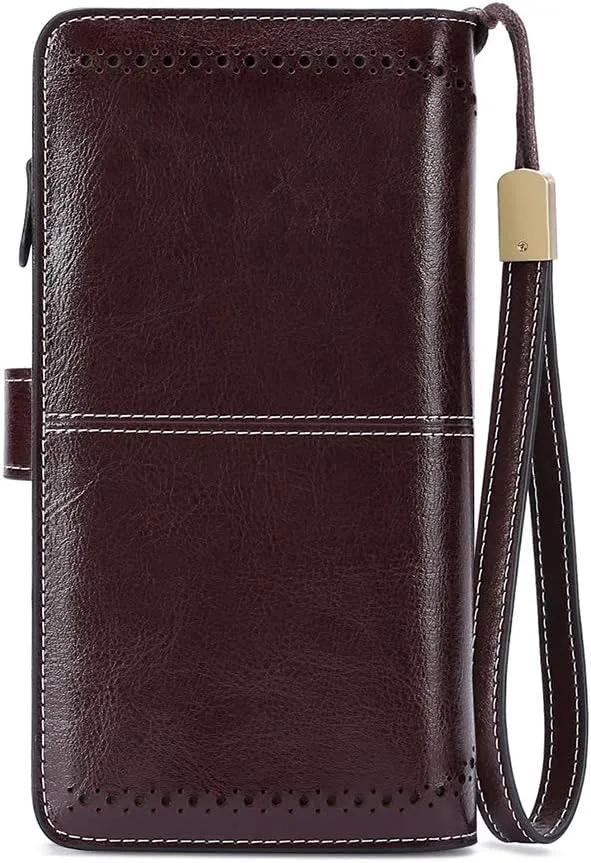 SENDEFN Wallets for Women Leather Credit Card Holder with RFID Blocking Large Capacity Wristlet