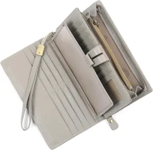 SENDEFN Women's Wallet Large Capacity RFID Blocking Leather Wallets Credit Cards Organizer with Checkbook Holder