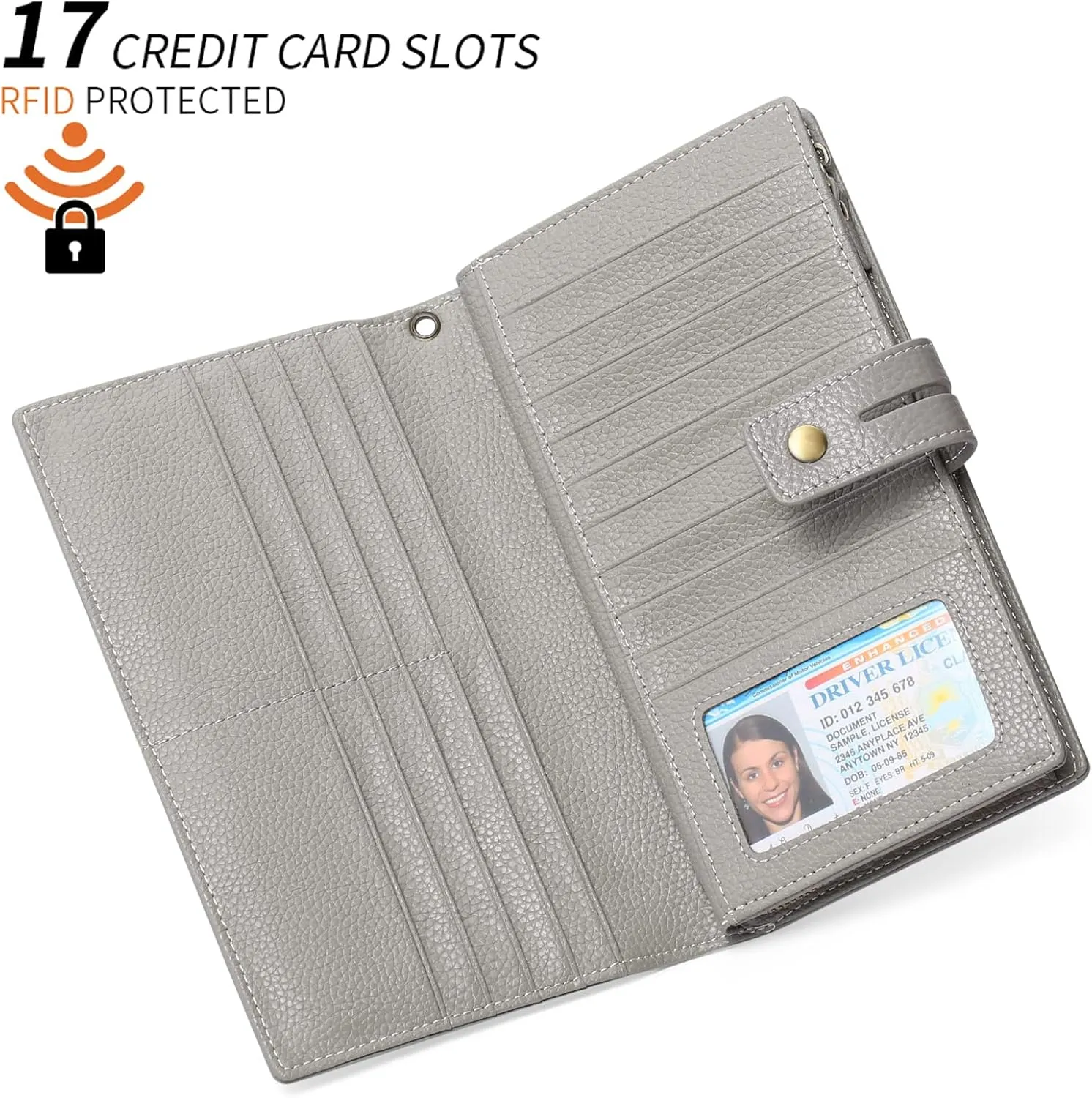 SENDEFN Women's Wallet Large Capacity RFID Blocking Leather Wallets Credit Cards Organizer with Checkbook Holder
