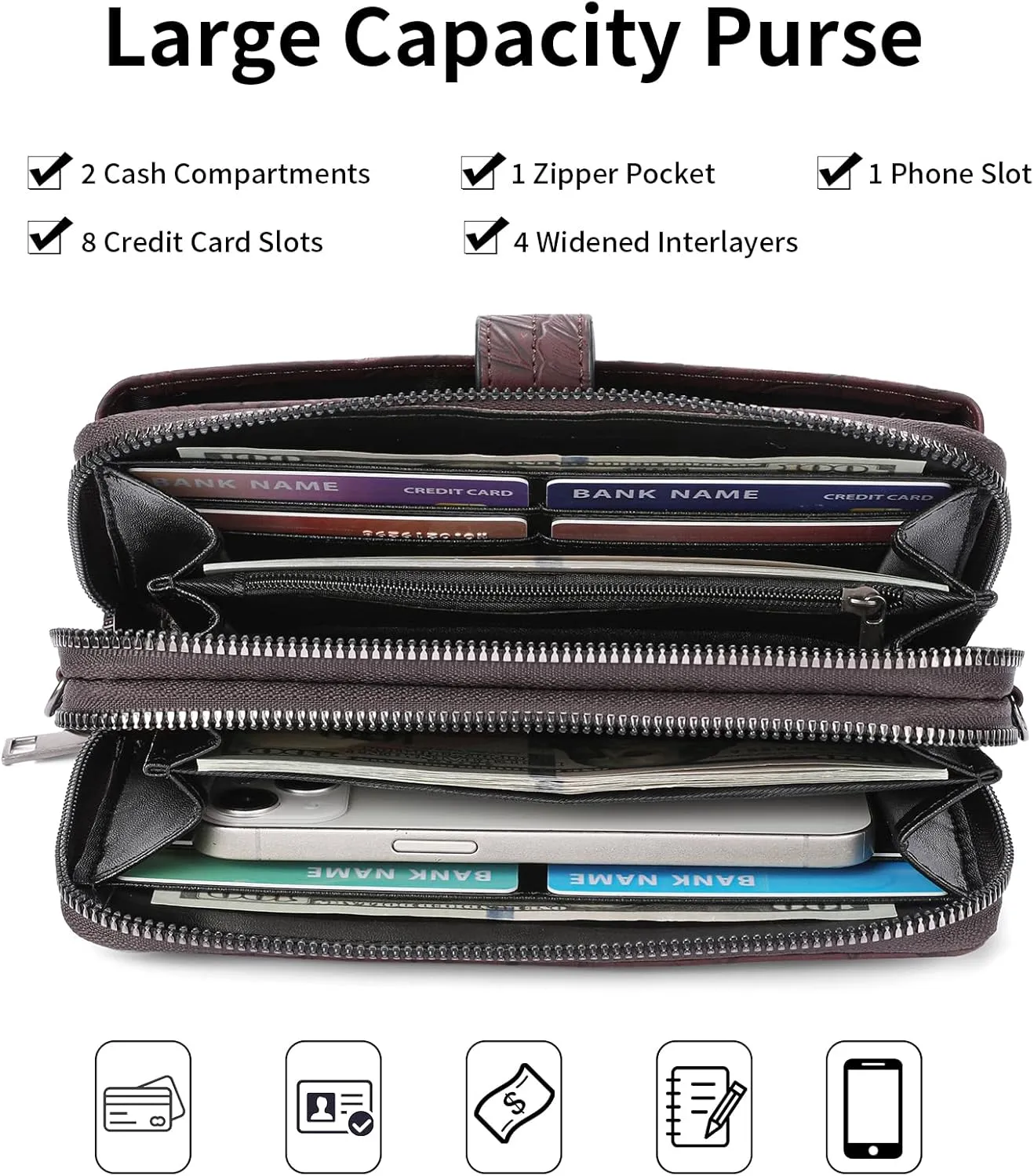 SENDEFN Wristlet Wallet Small Cell Phone Purse Crossbody Bags for Women