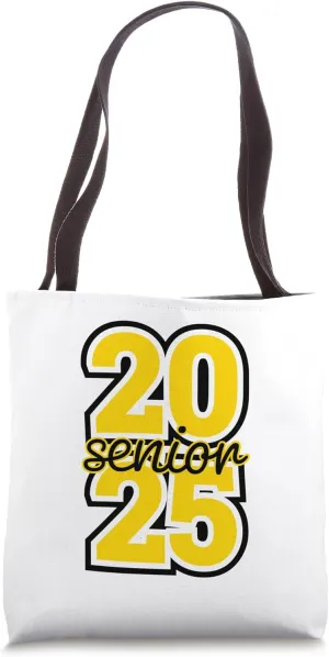 Senior Class 2025 School Colors Black Gold High School Tote Bag