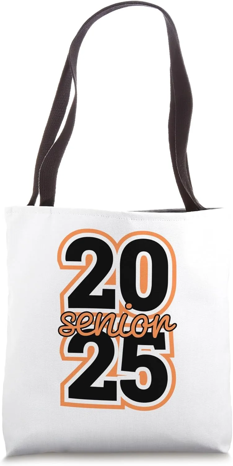 Senior Class 2025 School Colors Orange Black High School Tote Bag
