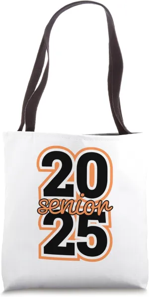 Senior Class 2025 School Colors Orange Black High School Tote Bag