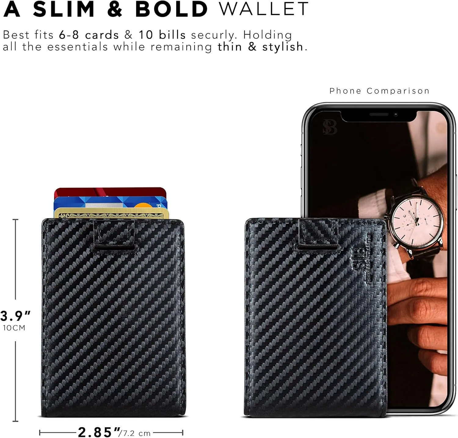 SERMAN BRANDS RFID Blocking Slim Money Clip Wallet – Leather Bifold Front Pocket Minimalist Mens Wallet with Money Clip for Men, Small Credit Card Holder Wallet - Travel Wallet with Gift Box